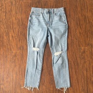 Madewell THE PERFECT FIT VINTAGE JEANS Light Blue Distressed Straight Leg Jeans